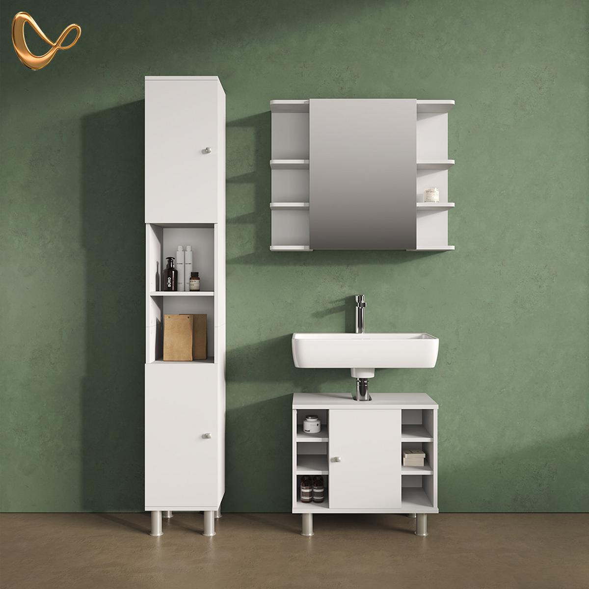WASCHBECKENUNTERSCHRANK Fucino Weiß 60 x 54 cm - Weiß, Holzwerkstoff (60/54/32cm) - Livinity®