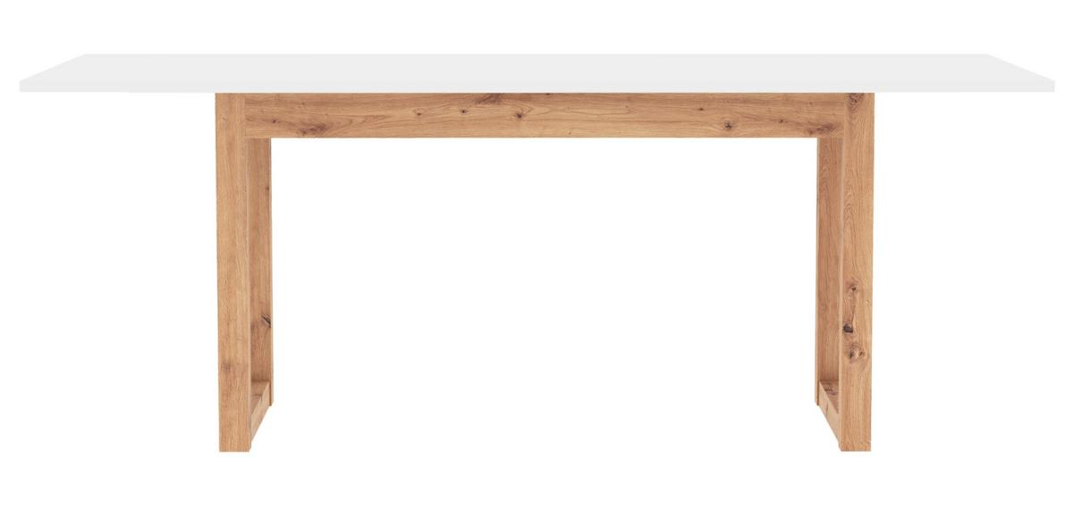 ESSTISCH weiß, Eiche Artisan 160/200 x 90cm, Küchentisch ausziehbar - Weiß/Eiche Artisan, Holzwerkstoff (90/160/75cm) - Furn.Design