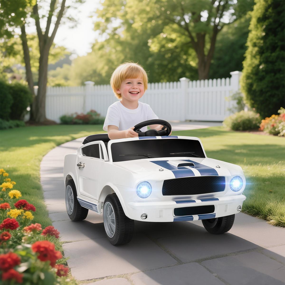 KINDER-ELEKTROAUTO 12V Kinderauto mit 2,4 GHz Fernbedienung, 2 Motor, Weiß - Weiß, Kunststoff (97/51.5/46.5cm) - AIYAPLAY