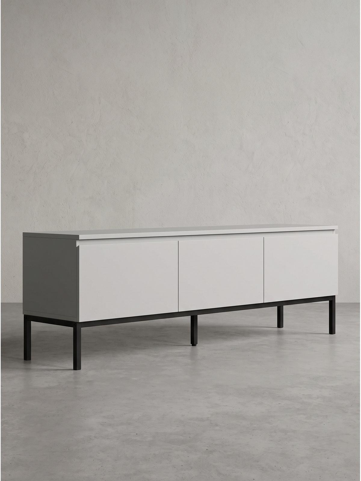 LOWBOARD GAETA, MDF, Hellgrau, 150 x 37 x 46 cm - Schwarz/Grau, Holzwerkstoff/Metall (150/46/37cm) - KADIMA DESIGN