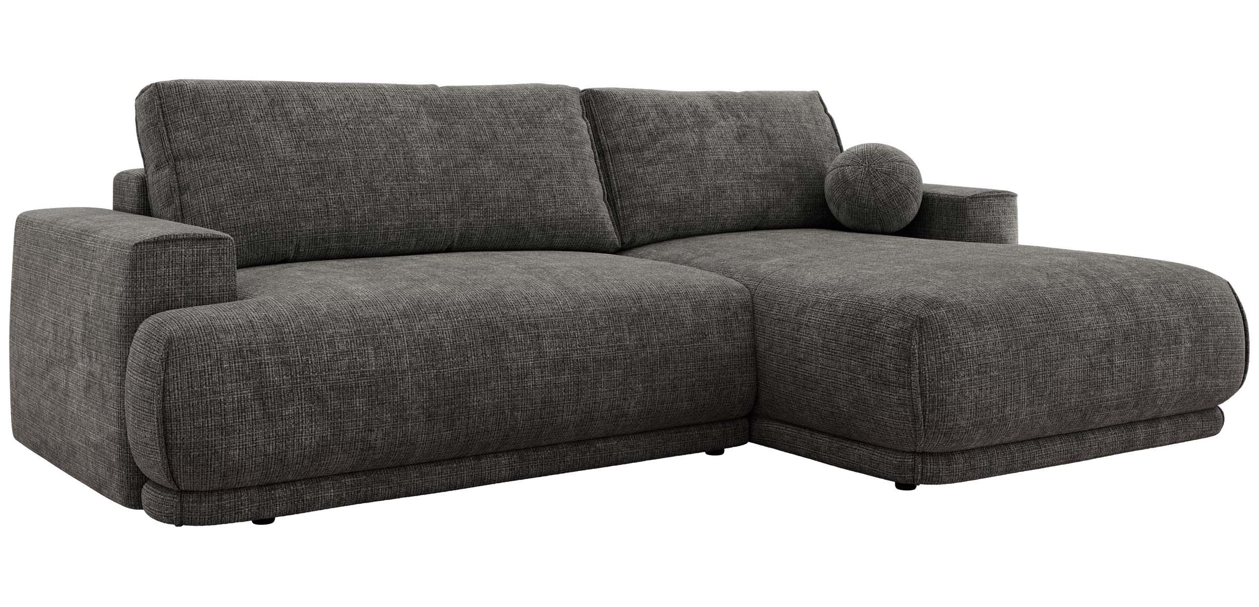 ECKSCHLAFSOFA RINA L Grau Schenille grob gewebt - rechts - Schwarz/Grau, Kunststoff/Textil (170/267cm) - MKS