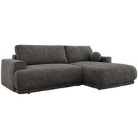ECKSCHLAFSOFA RINA L Grau Schenille grob gewebt - rechts - Schwarz/Grau, Kunststoff/Textil (170/267cm) - MKS