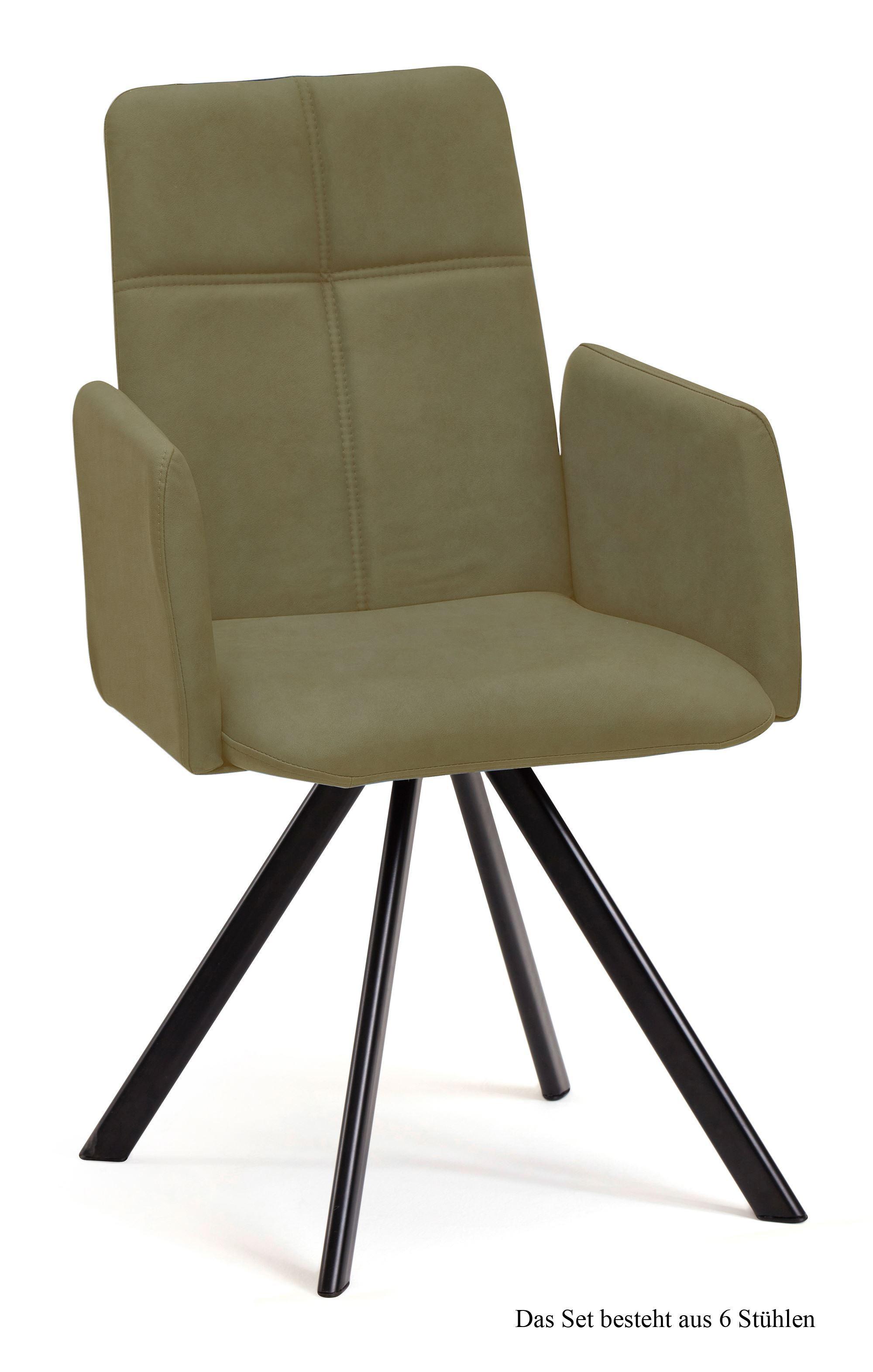 ARMLEHNSTUHL drehbar (6er-Set) Desha 52x92x60 Schwarz/Olivgrün - Schwarz/Olivgrün, Kunststoff (60/92/52cm) - 58aufmkessel