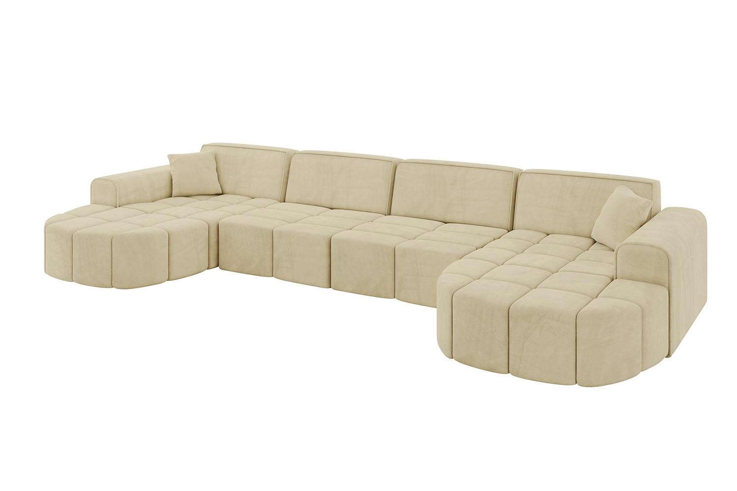 WOHNLANDSCHAFT LIVO-U2 - 400x173x79,5 cm Beige - Beige, Holzwerkstoff/Textil (400/79/173cm) - ALTDECOR