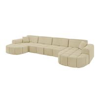WOHNLANDSCHAFT LIVO-U2 - 400x173x79,5 cm Beige - Beige, Holzwerkstoff/Textil (400/79/173cm) - ALTDECOR