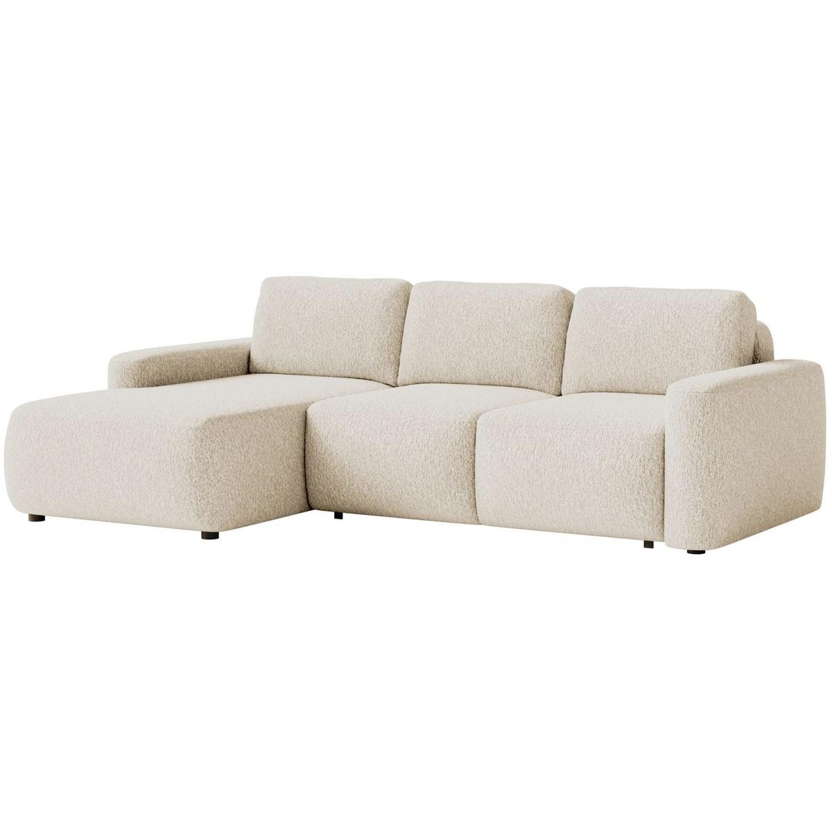 ECKSOFA Carnos Mini Hellbeige Chenille - Ecru/Schwarz, Kunststoff/Textil (238/164cm) - Selsey