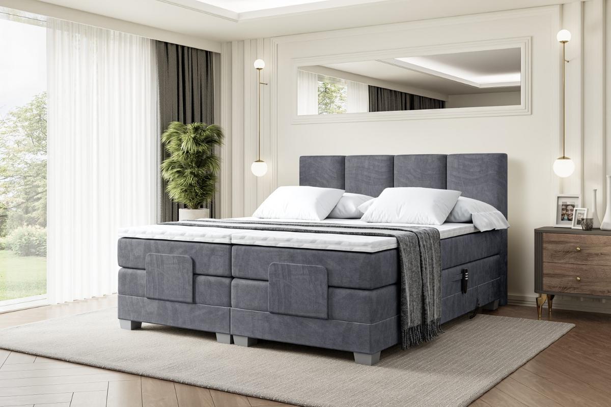 BOXSPRINGBETT elektrisch verstellbar mit 2 Matratzen H4/Taschenfederung ROKS EL 180 x 200 Dunkelgrau - Dunkelgrau, Holzwerkstoff (187/200cm) - ALTDECOR
