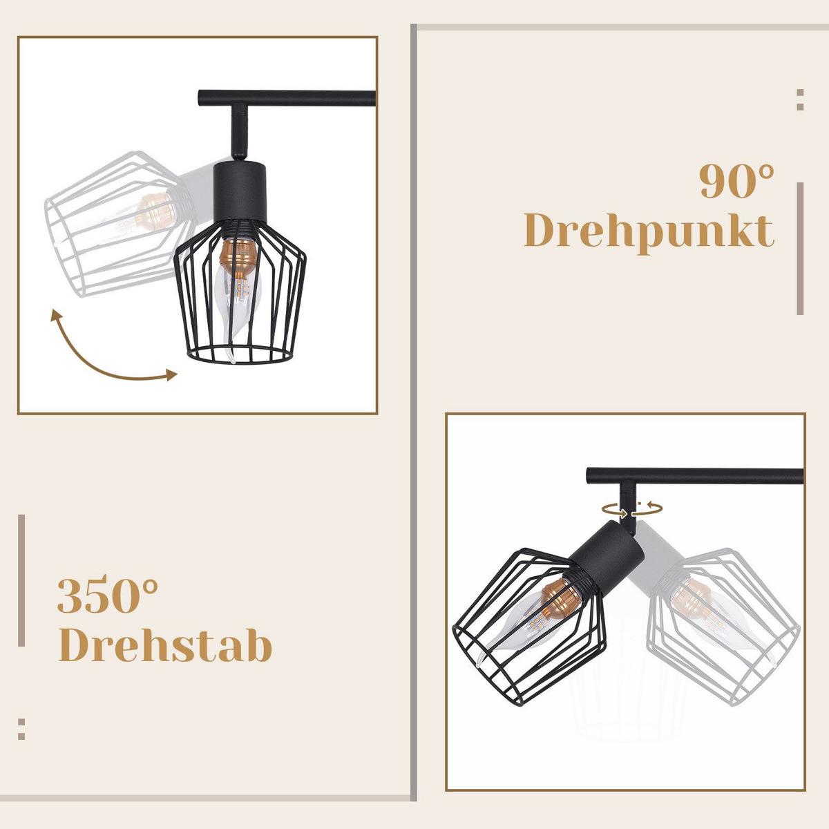 DECKENSTRAHLER Franziska 6-flammig 122/20/10 cm - Schwarz, Metall (122/20/10cm) - Nettlife
