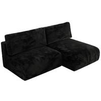 ECKSCHLAFSOFA VIVO L Schwarz Plüsch - rechts - Schwarz, Kunststoff/Textil (150/223cm) - MKS