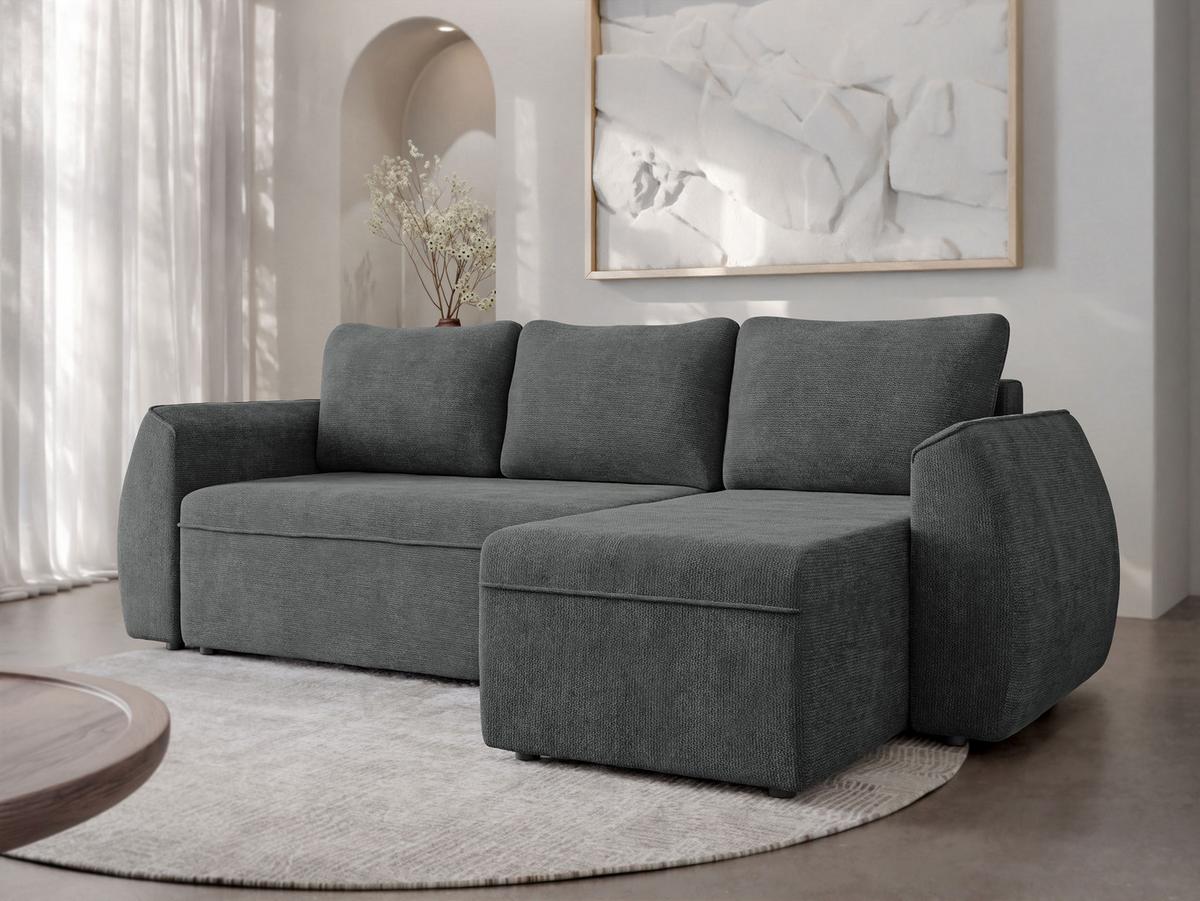 ECKSCHLAFSOFA Darlan - Graphitfarben/Schwarz, Holz/Kunststoff (245/143cm) - MIRJAN24