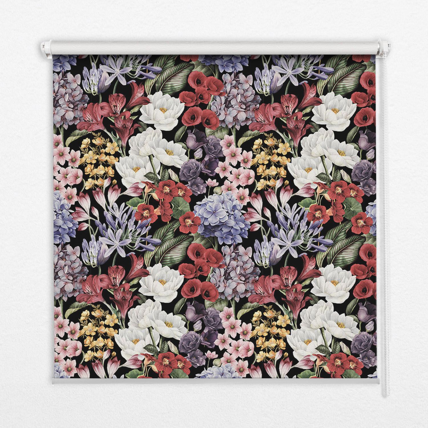 INNENROLLO - Fensterrollo - Rollo - 130x140 cm - Bunte Blumen - Blau, Kunststoff (130/140/0.5cm) - TULUP