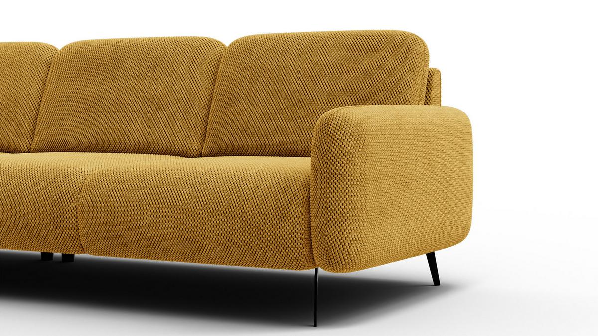ECKSOFA FEBE 4-Sitzer links, dunkelgelb - Gelb/Schwarz, Holz/Textil (264/157cm) - Wozimo