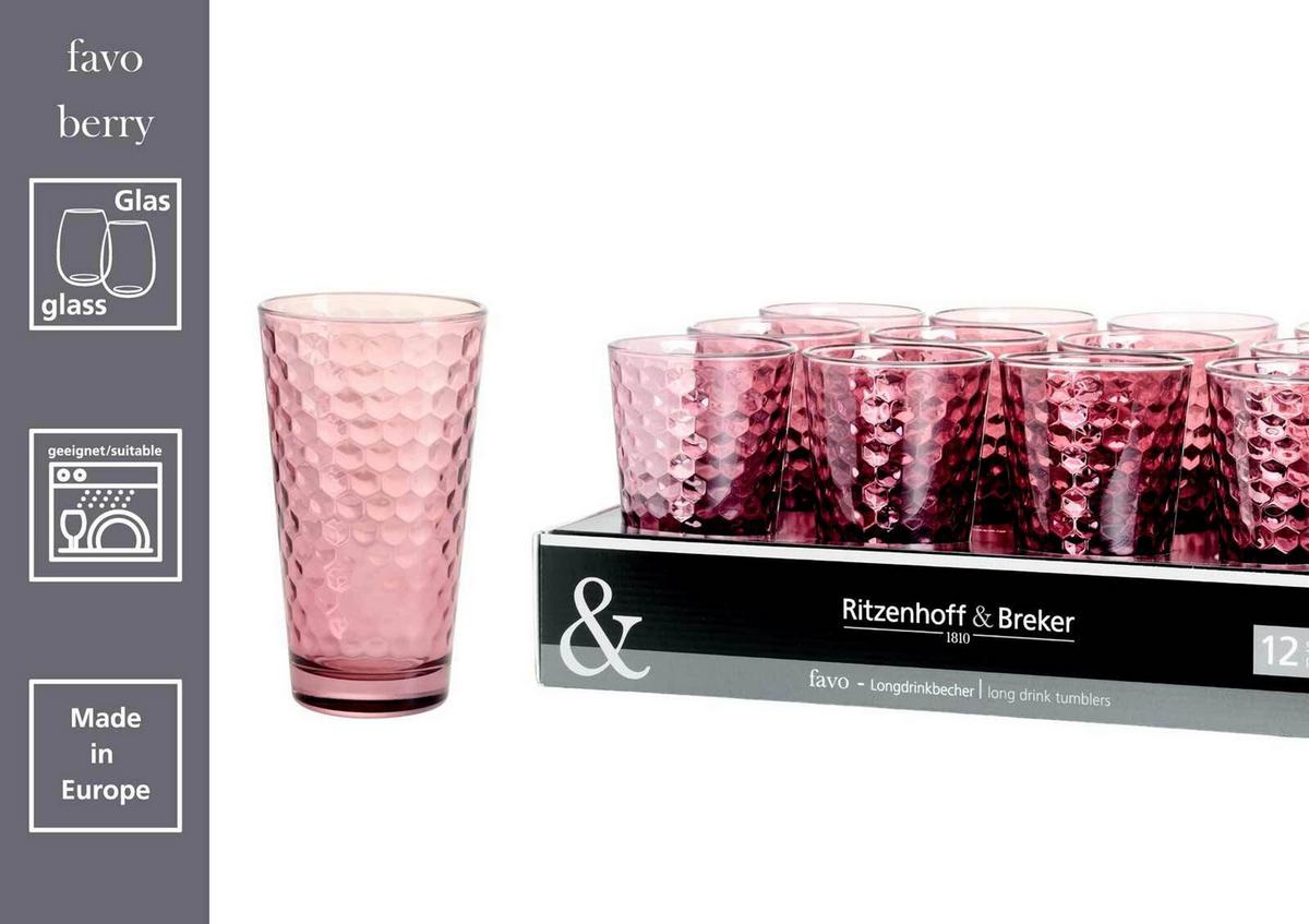 LONGDRINKGLÄSER Favo Berry 400 ml 6er Set - Beere, Glas (0.4L) - Ritzenhoff Breker