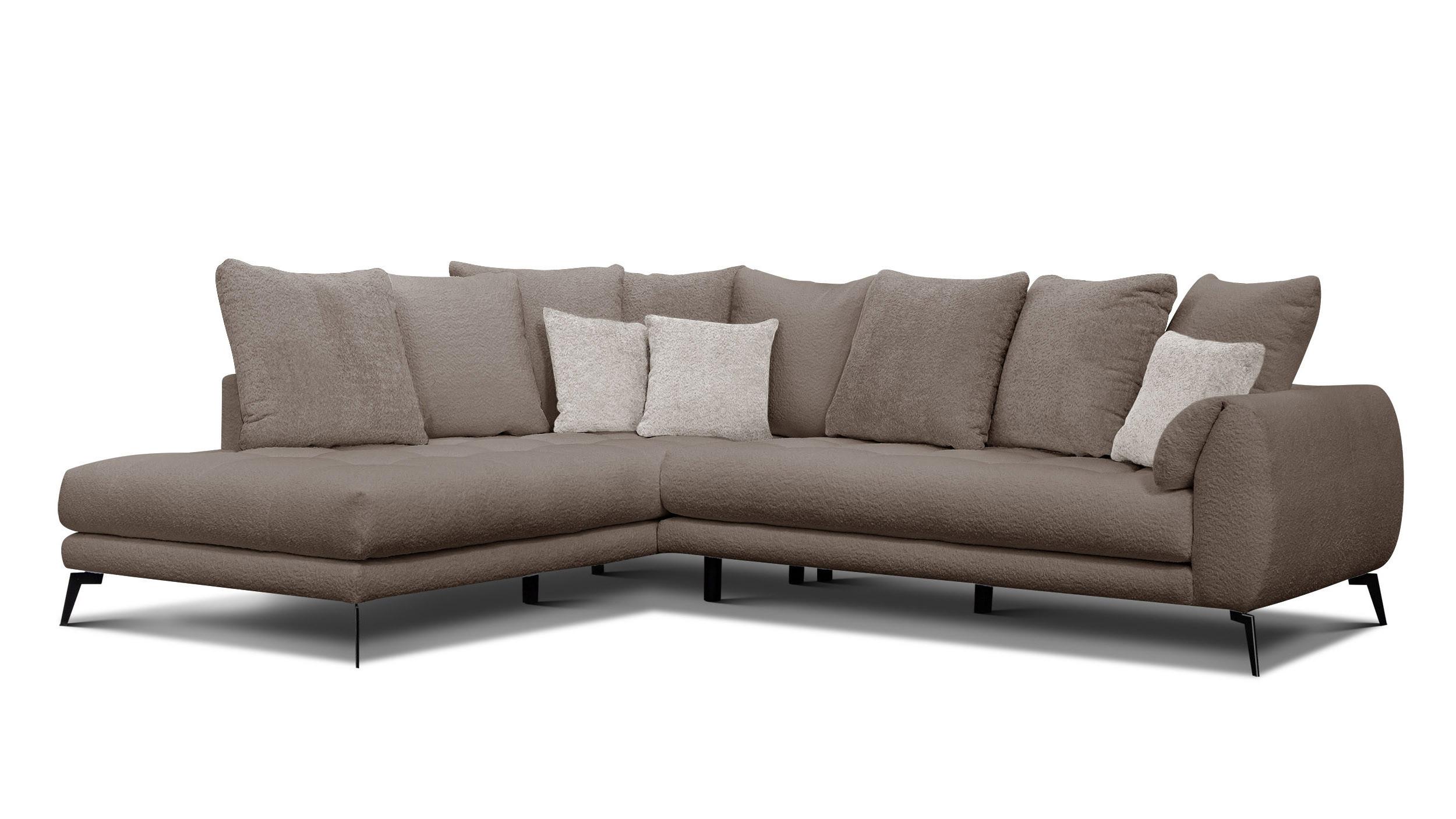 ECKSOFA CALME 5-Sitzer, creme - Creme/Schwarz, Holz/Textil (294/229cm) - Wozimo