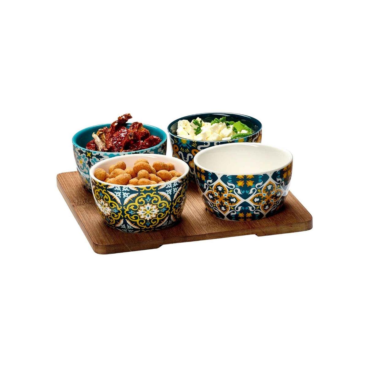 SERVIERSCHALEN-SET MIT TABLETT Benito bunt 5-tlg. - Multicolor, Keramik (22/22/6cm) - Ritzenhoff Breker