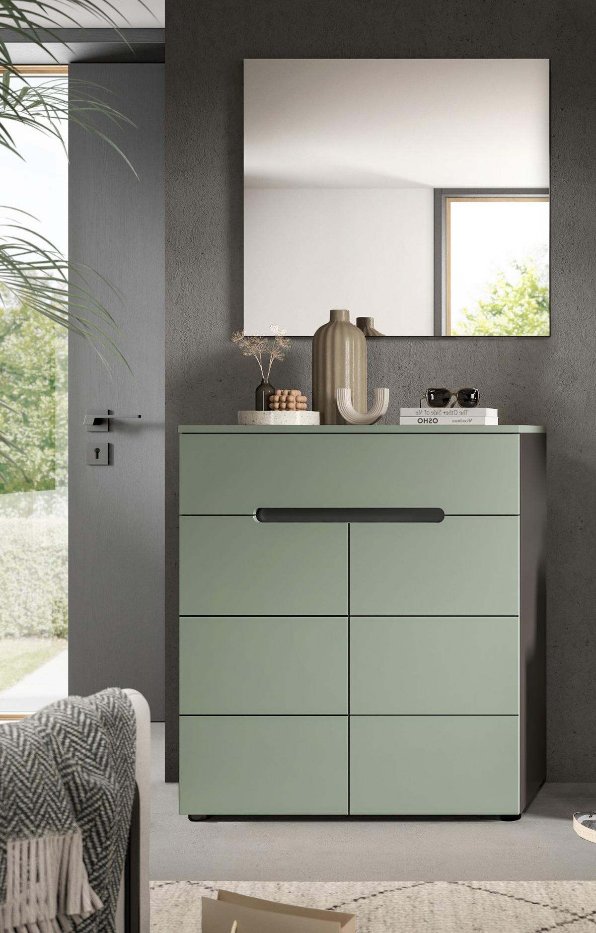 GARDEROBE-SET Salbei und grau, Garderobe 2-teilig, 80 x 190 cm, Soft-Close - Salbeigrün/Dunkelgrau, Holzwerkstoff/Kunststoff (80/190/37cm) - Inn.Furn