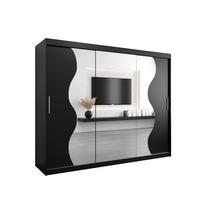 SCHWEBETÜRENSCHRANK 200/250/62 3-türig - Silberfarben/Schwarz, Holz/Kunststoff (250/200/62cm) - MÖBEL KRYSPOL