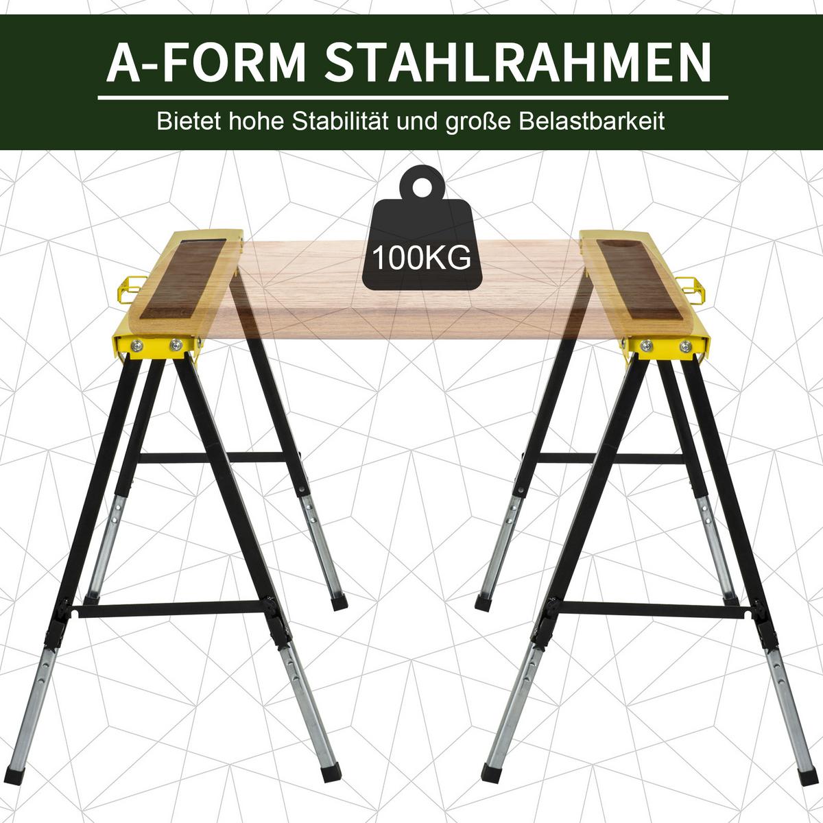 2ER-SET Sägepferd, Arbeitsbock, Stahl - Multicolor, Metall (100/49/90cm) - DURHAND