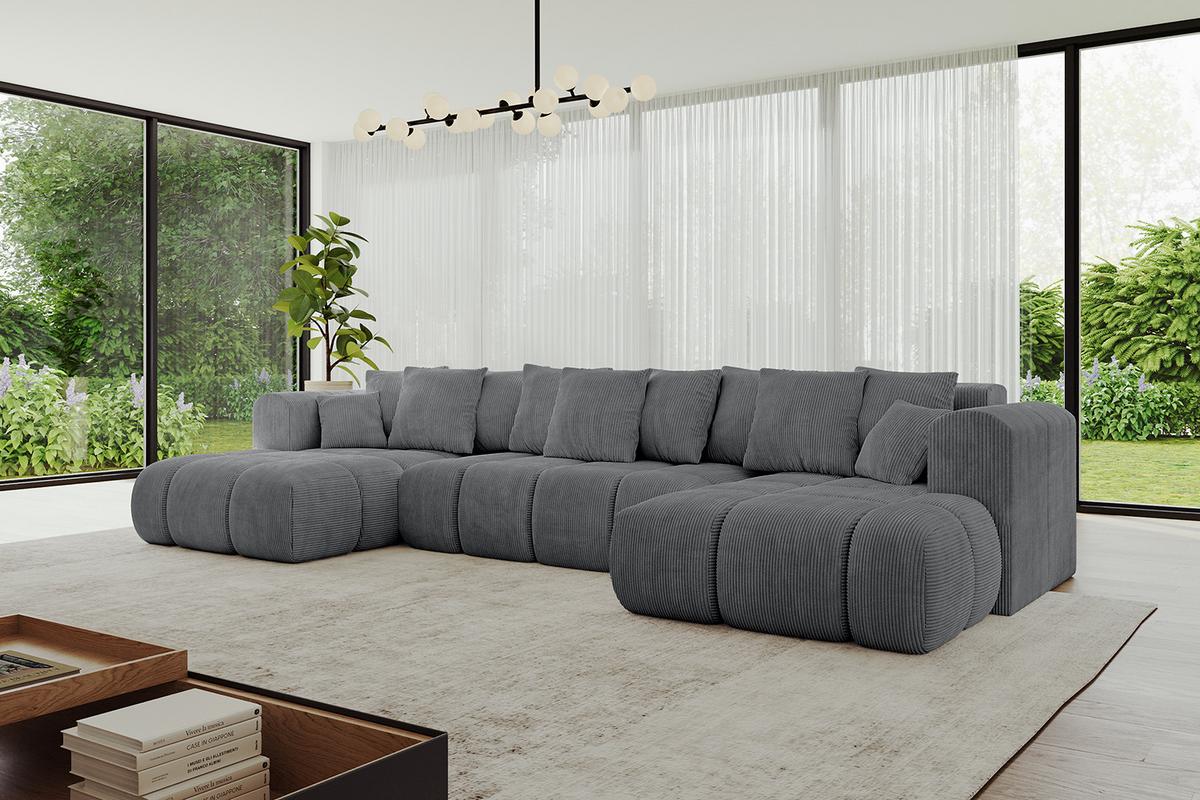 WOHNLANDSCHAFT CLOUD-U-v1 405x185x90 Dunkelgrau Cord - Dunkelgrau, Holzwerkstoff/Kunststoff (405/90/185cm) - ALTDECOR