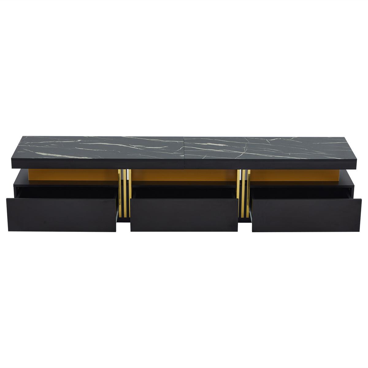 TV-MÖBEL Schwarz 200/40/42 cm - Weiß, Holzwerkstoff (40/42/200cm) - Urban Meuble