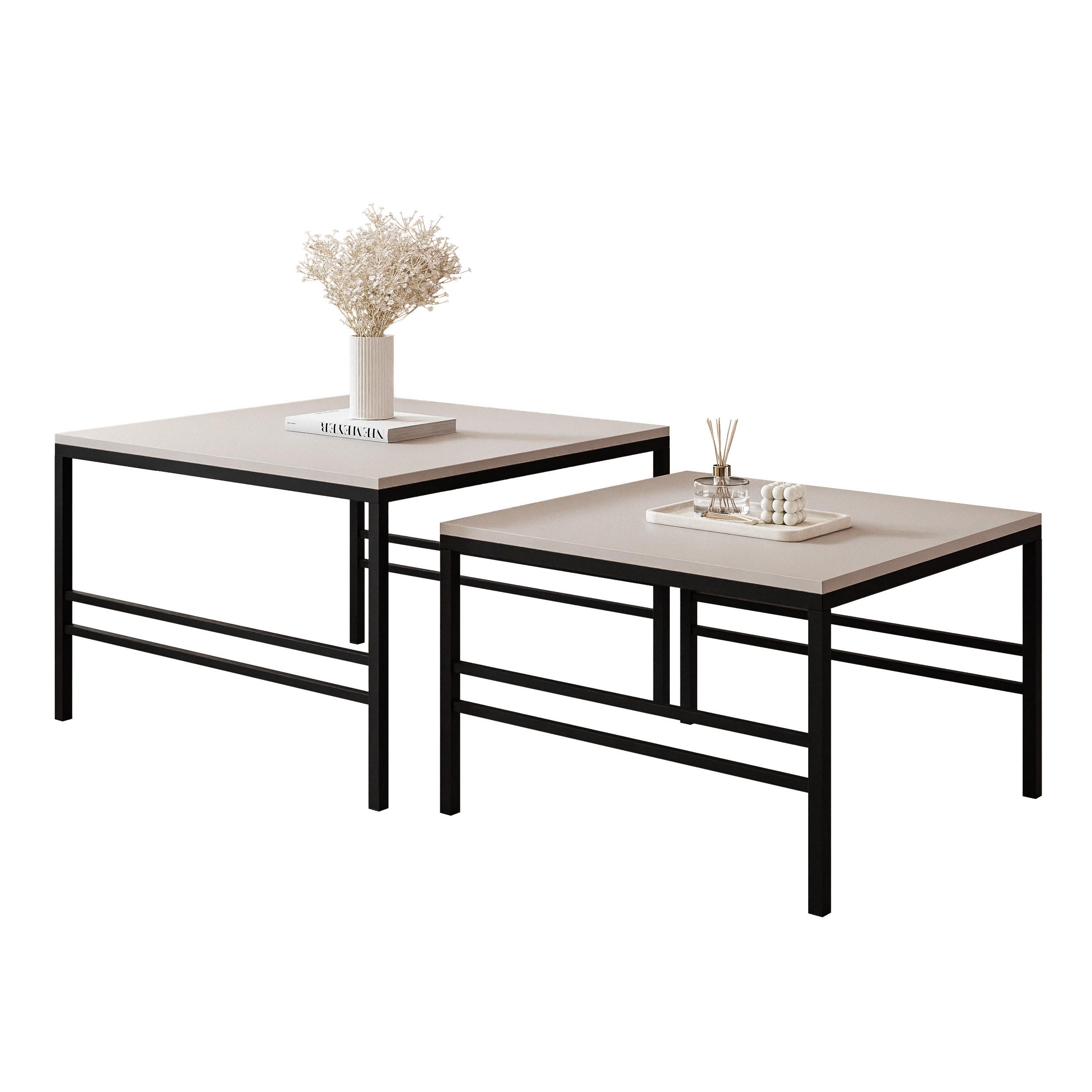 COUCHTISCH Cashmere Schwarze Rahmen - Beige/Schwarz, Holzwerkstoff (70/70/46cm) - Idohome