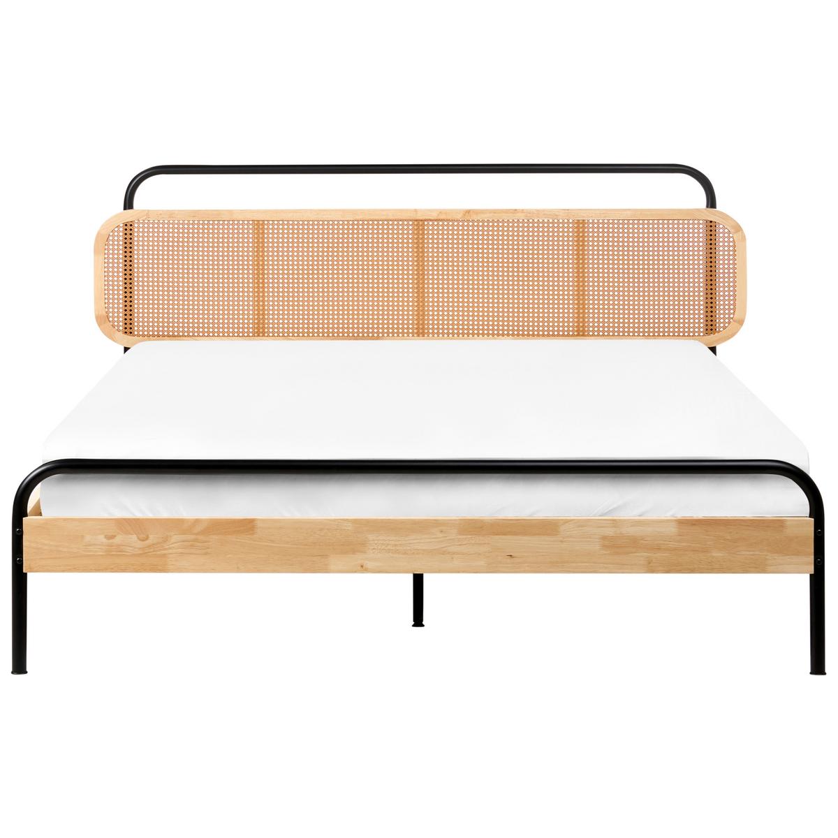 BETT mit Lattenrost 180/200 cm Hellbraun Boussicourt - Hellbraun/Schwarz, Holz (180/200cm) - Beliani