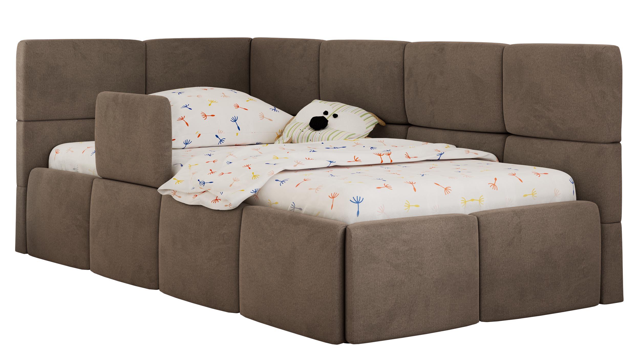 POLSTERBETT ARVO ALTA 90/200 - Braun Velvet - Ohne Matratze - Links - Hellbraun, Textil (90/200cm) - MKS