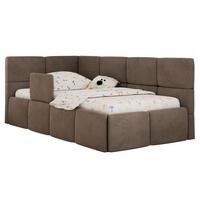 POLSTERBETT ARVO ALTA 90/200 - Braun Velvet - Multitaschenfederkernmatratze - Links - Braun, Textil (90/200cm) - MKS