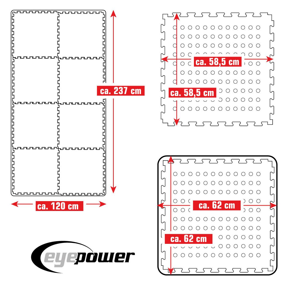 POOLMATTEN 2,8m² 8 EVA Matten 62 cm Blau - Blau, Kunststoff (62/62cm) - eyepower