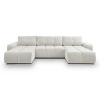 WOHNLANDSCHAFT DUCA U Creme Jersey mit Schlaffunktion - Creme, Holz (359/88/177cm) - MASSENO