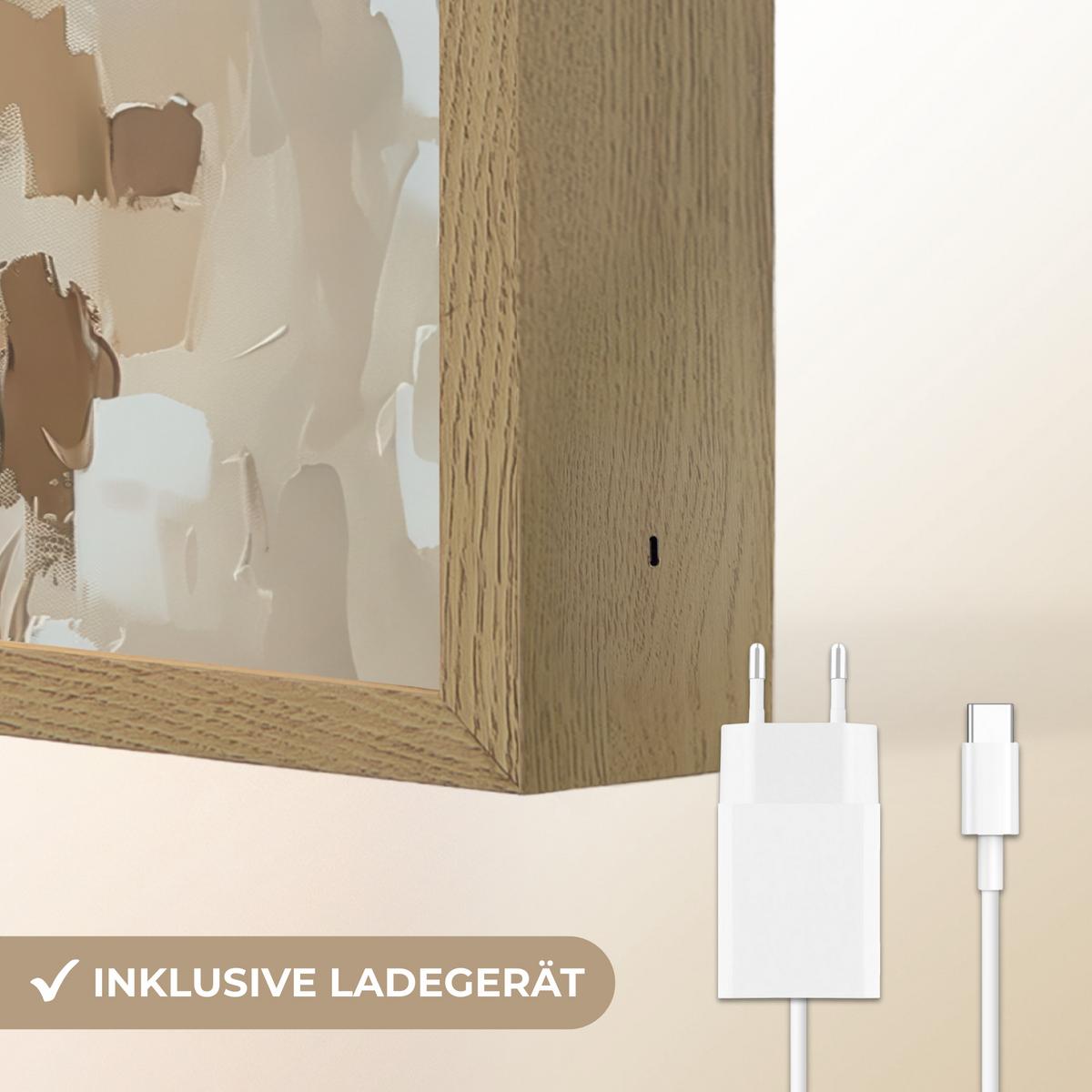 WANDLEUCHTE MIT AKKU Frau - Farbe - Abstrakt - Beige - Modern 40x30 cm - Hellbraun, Holzwerkstoff (40/30/8cm) - OnlyWow