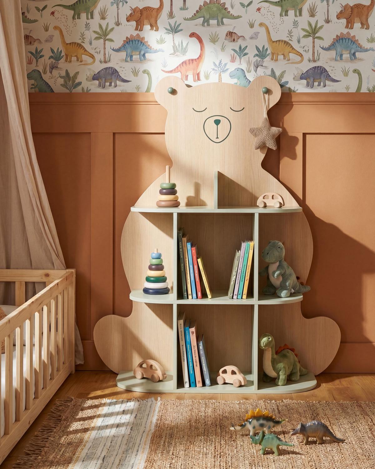 REGAL 108 cm Hellbraun/Grün Elwood - Hellbraun, Holzwerkstoff (90/108/30cm) - Beliani