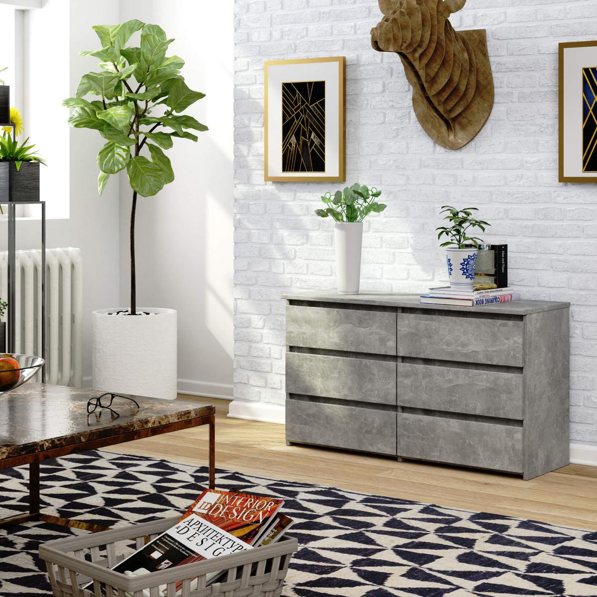 KOMMODE Beton 57/100/35 - Hellgrau, Holzwerkstoff (100/57/35cm) - RAUMHIRSCH FURNITURE