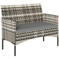 GARTENBANK 2-Sitzer aus PE-Rattan-Stahl Hellgrau - Dunkelgrau/Beige, Textil/Metall (63/85/115cm) - Outsunny