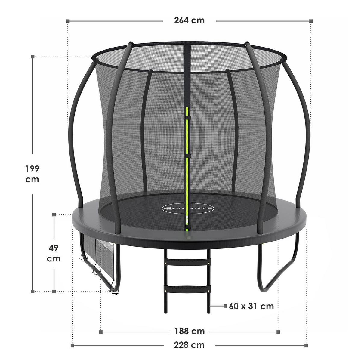 TRAMPOLIN SkyBounce S 228cm schwarz - Schwarz, Metall (228/228/119cm) - Juskys