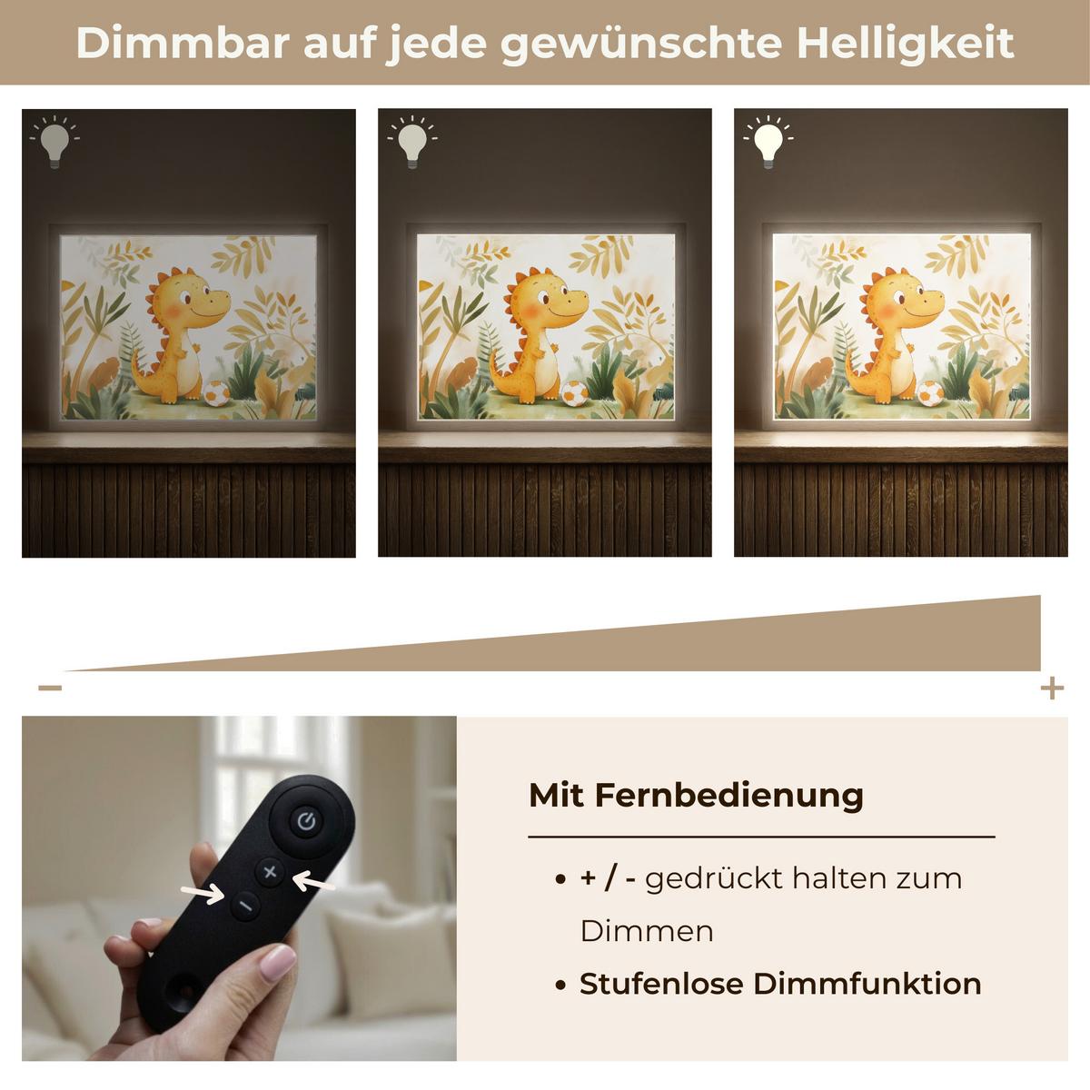 WANDLEUCHTE MIT AKKU Dino - Fußball - Orange 40x30 cm - Beige, Holzwerkstoff (40/30/8cm) - OnlyWow
