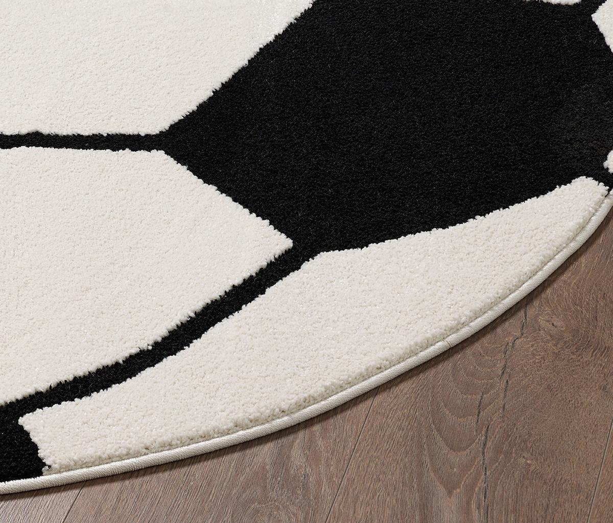 KINDERTEPPICH Kurzflor Fußball CANAZEI Polypropylen Schwarz-Weiß 160 x 160 cm - Multicolor, Textil (160/160cm) - KADIMA DESIGN