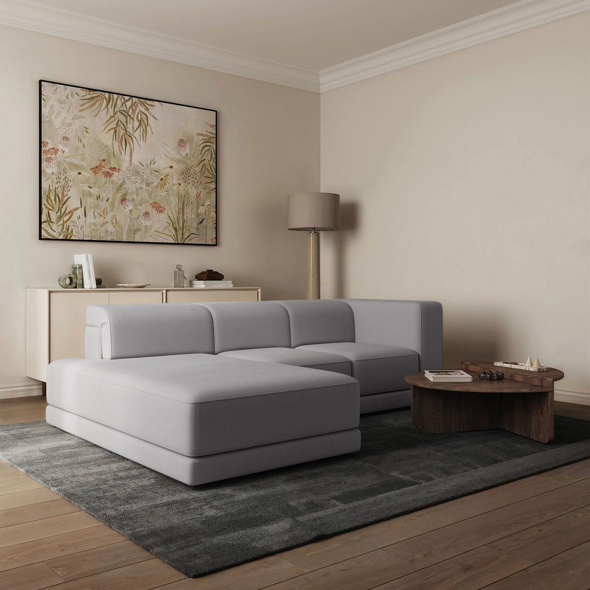 ECKSOFA Novals L-Form, 4-Sitzer, links 278 cm - Schwarz/Grau, Holz/Kunststoff (278/168cm) - Selsey