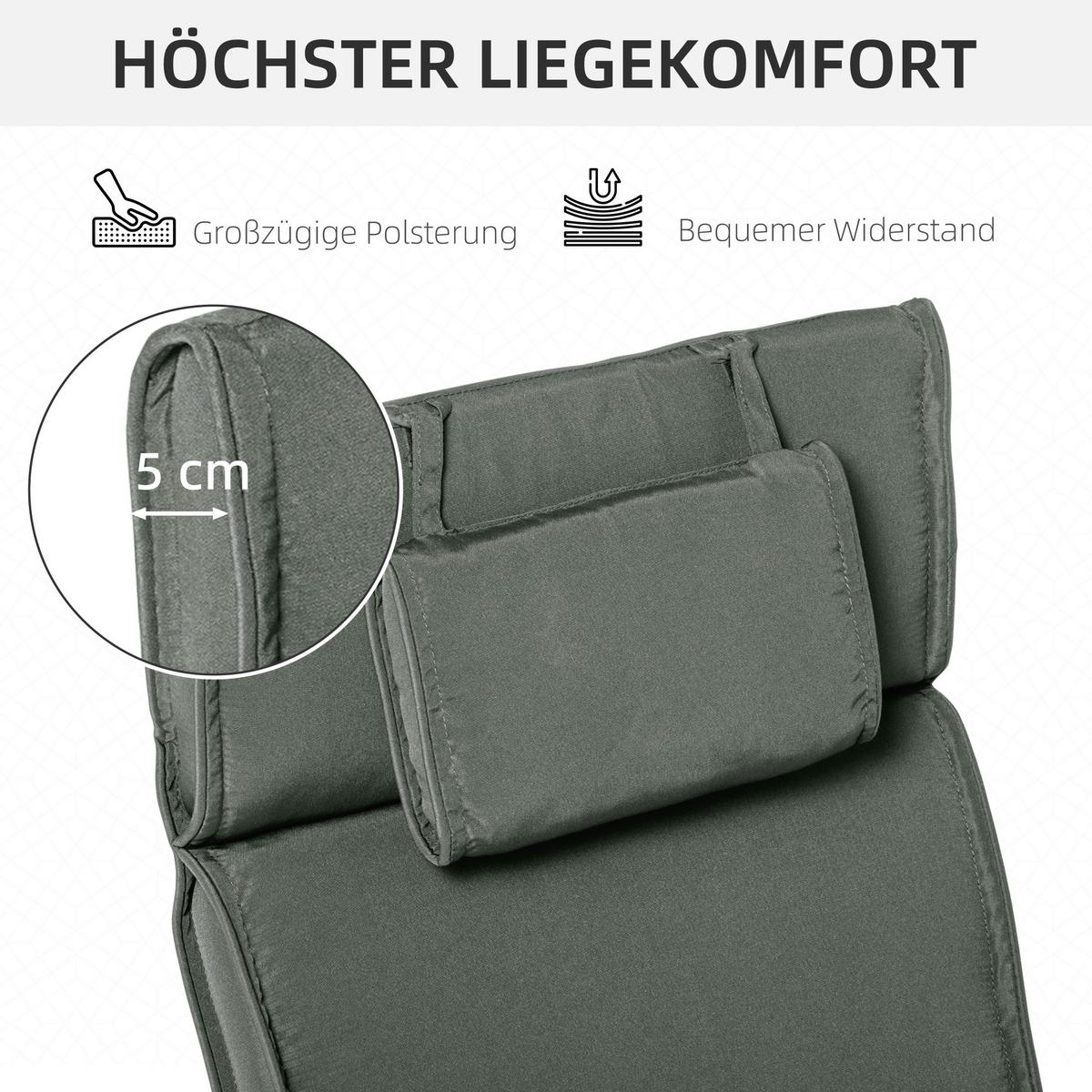 SITZKISSEN, Polyester, Baumwolle, Grau - Grau, Kunststoff (53/5/198cm) - Outsunny