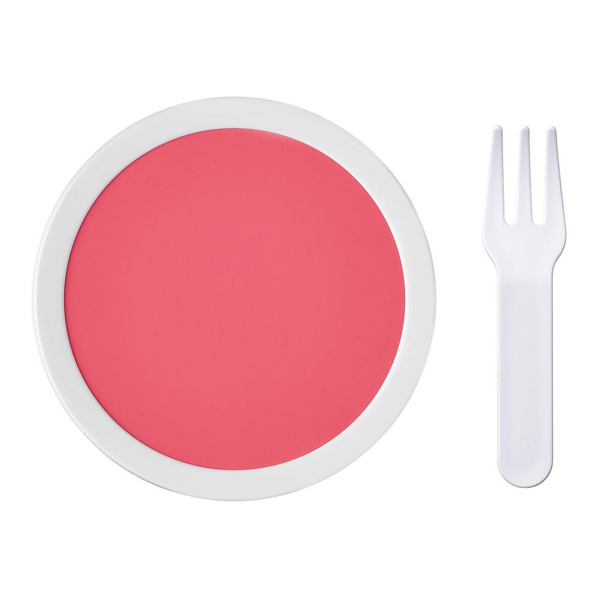 FRUCHTBOX MIT GABEL Campus pink 300 ml - Pink, Kunststoff (6.7/10.4/6.7cm) - Mepal