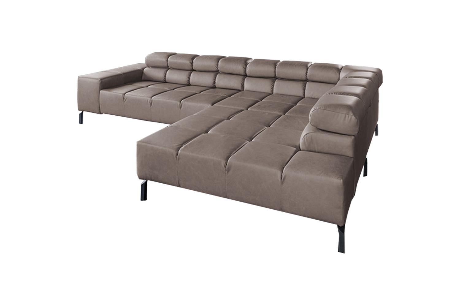 ECKSOFA NELSON Dunkelbraun Leder Relaxfunktion - Dunkelbraun/Schwarz, Leder/Metall (321/216cm) - KAWOLA