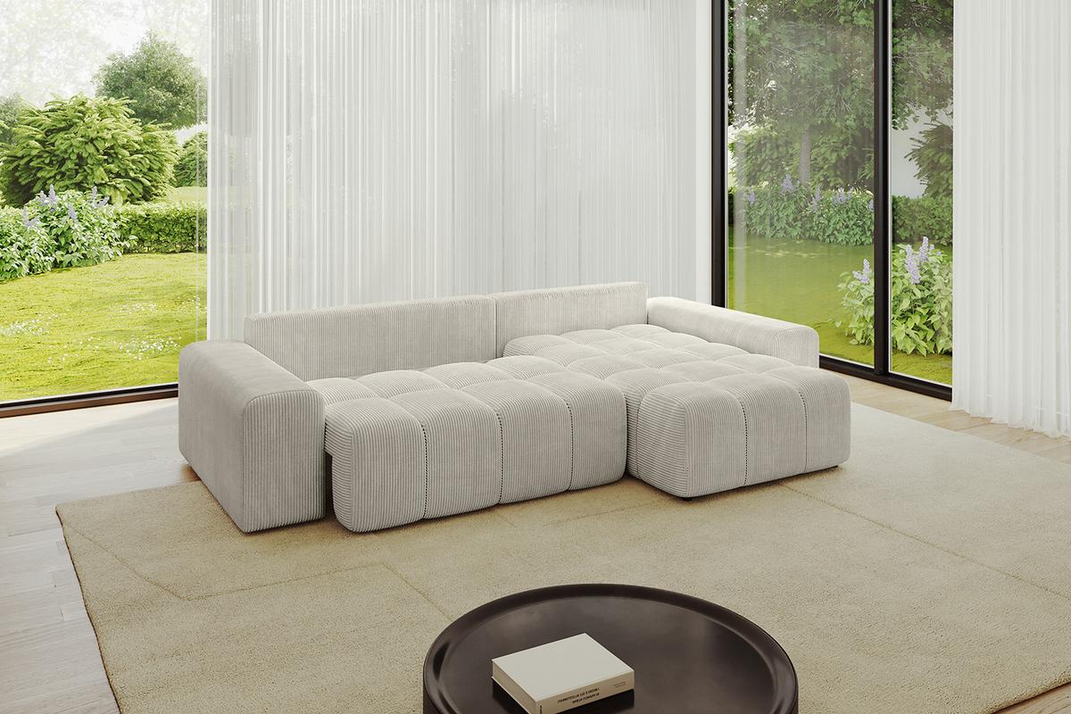 ECKSOFA Ottomane rechts ENIL-L 297x189x68 Creme Cord - Ecru/Creme, Holzwerkstoff/Kunststoff (189/297cm) - ALTDECOR