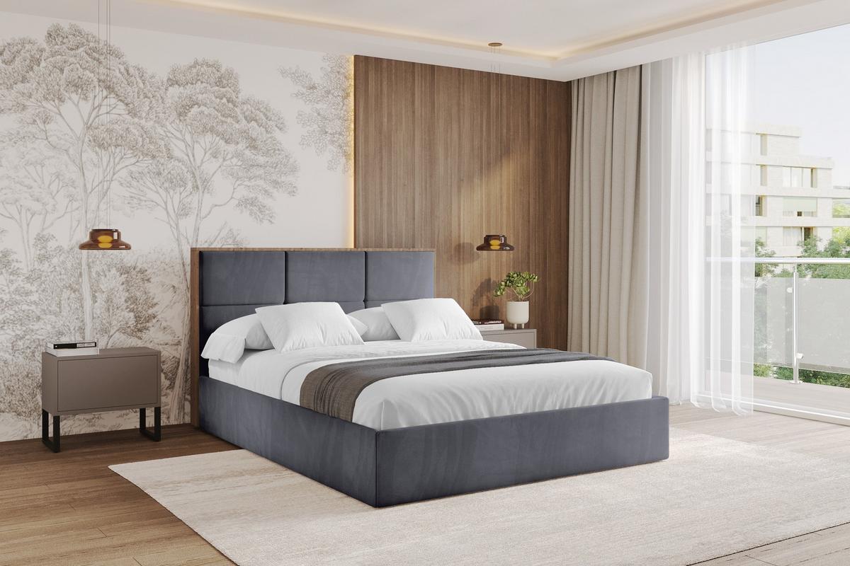POLSTERBETT mit Bettkasten und Lattenrost, Boxbett ohne Matratze - LILA 140x200 Dunkelgrau - Dunkelgrau, Holzwerkstoff/Textil (140/200cm) - ALTDECOR