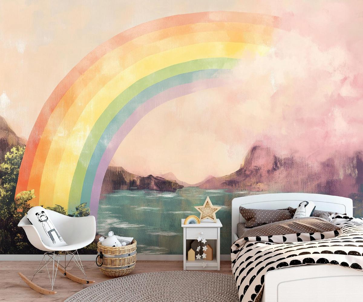 FOTOTAPETE Kinderzimmer Mädchen Regenbogen Vlies Tapete 150x105 - Multicolor, Papier (150/105cm) - Wallarena