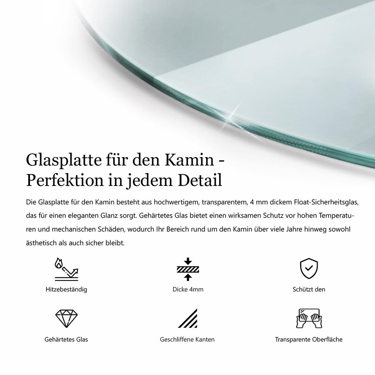 GLASPLATTE für Kamin Ø 50 cm - Creme, Glas (50/50/0.4cm) - TULUP