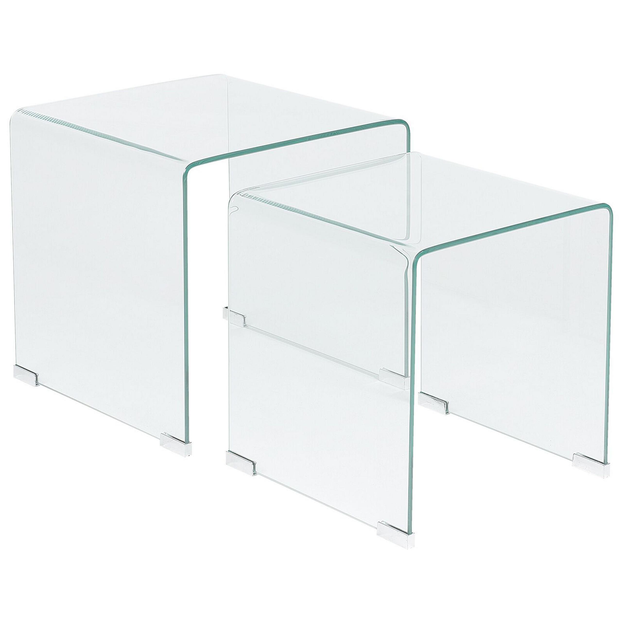 BEISTELLTISCH 2er-Set Rechteckig Transparent Kendall - Transparent, Glas (36/36/42cm) - Beliani