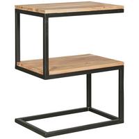 BEISTELLTISCH Massivholz Metall S-Form Landhausstil AKOLA, Akazie 30x45x60 cm - Schwarz/Akaziefarben, Holz/Metall (45/30/60cm) - KADIMA DESIGN
