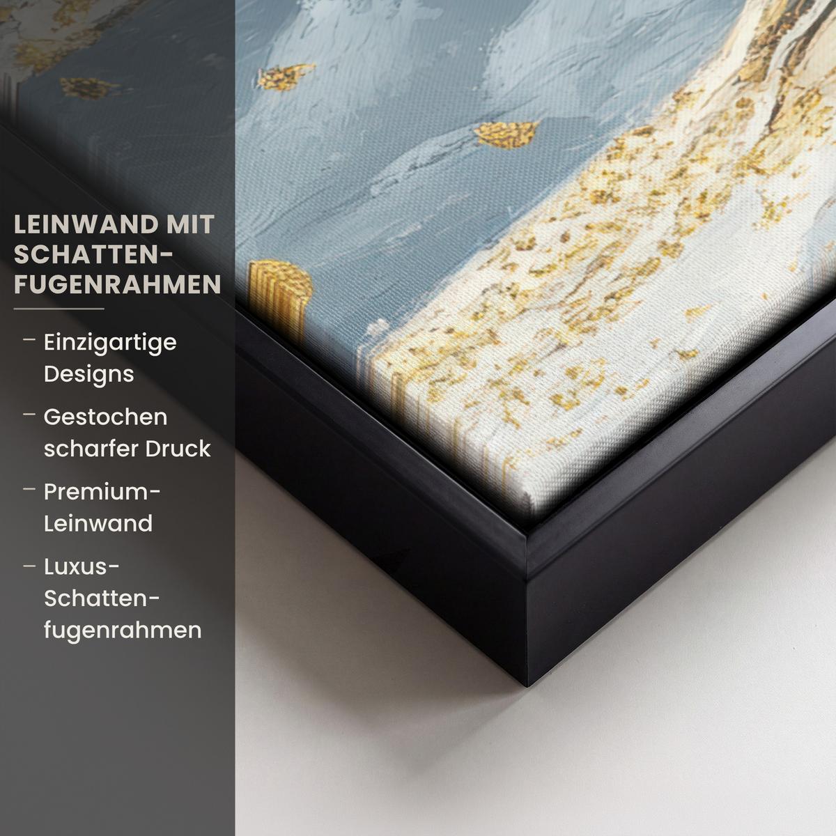LEINWAND Bilder mit Rahmen - Baum - Winter - Baum des Lebens - Modern - Gold - 70x100 - Goldfarben, Textil (70/100cm) - MuchoWow
