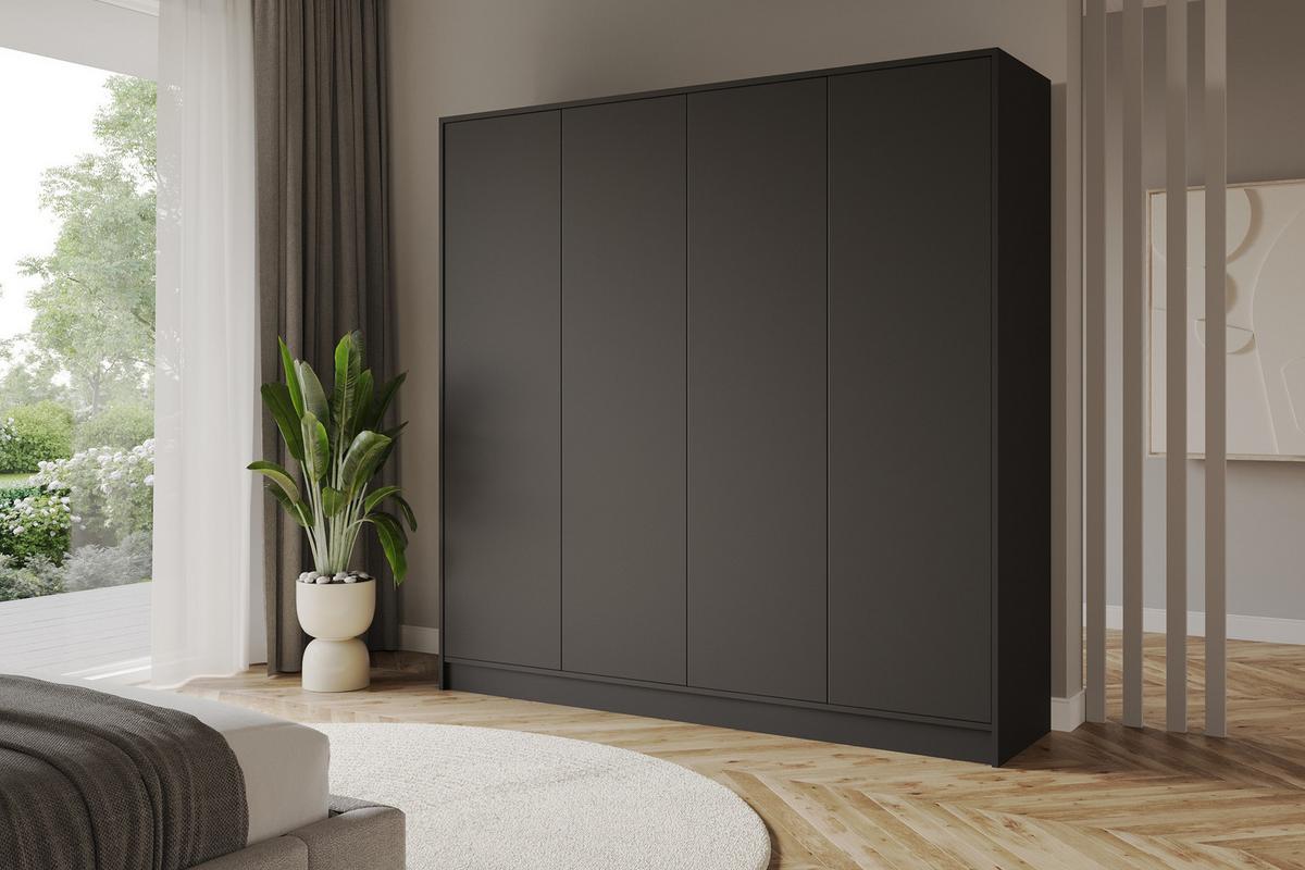 KLEIDERSCHRANK - GALA - 200 - Schwarz - Schwarz, Holzwerkstoff (200/200/51cm) - ALTDECOR