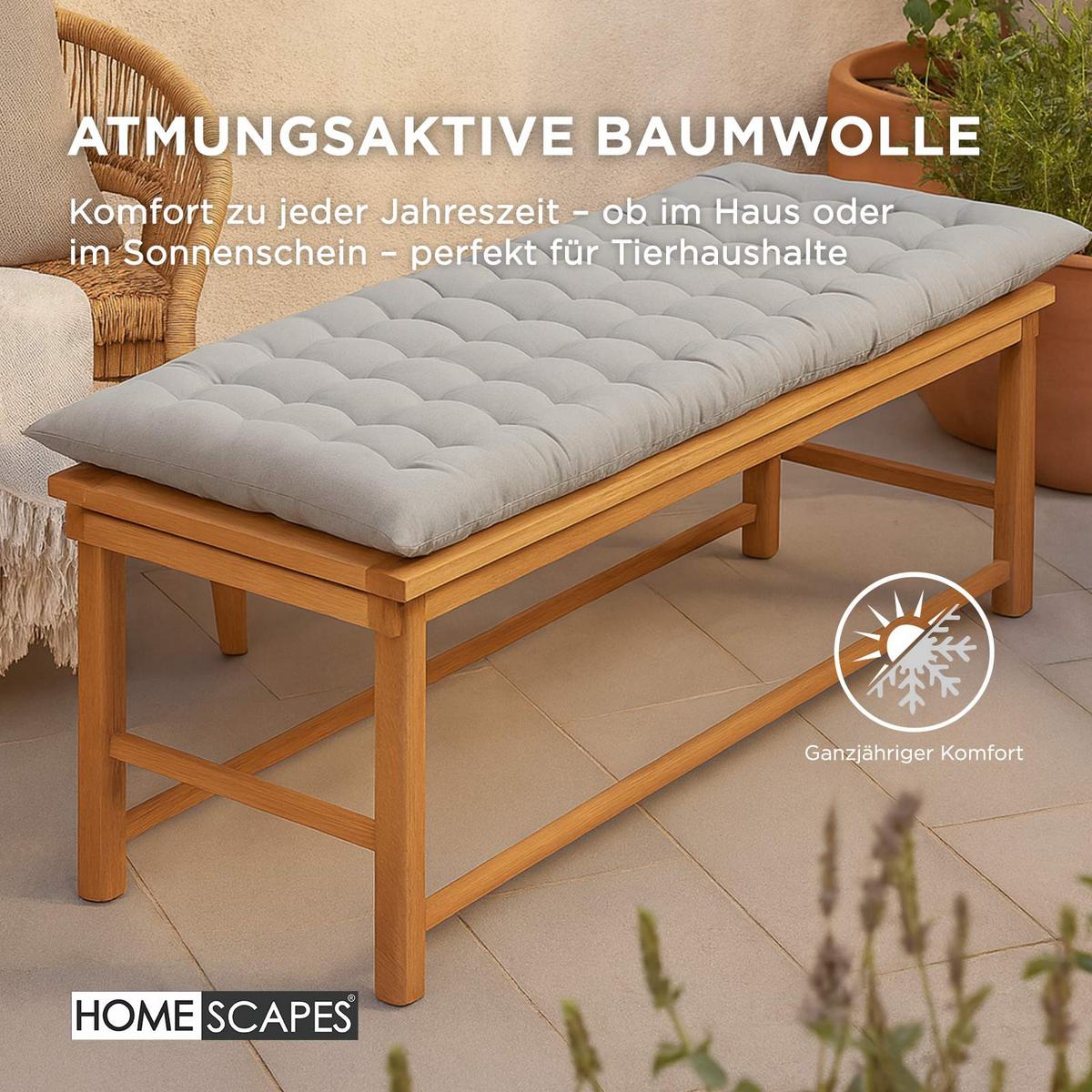 BANKAUFLAGE 3-Sitzer grau 143/48/5 cm - Grau, Textil (143/48/5cm) - Homescapes